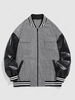 ZAFUL Houndstooth Pattern PU Leather Spliced Baseball Jacket Xl Black