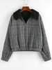 ZAFUL Houndstooth Plaid Teddy Lined Drop Shoulder Jacket L Black