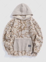 ZAFUL Irregular Geometric Pattern Fluffy Teddy Hoodie Xl Light coffee