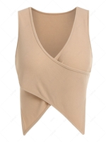 ZAFUL Irregular Ribbed Crossover Tank Top S Light coffee