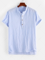 ZAFUL Jacquard Half Button Short Sleeve Office Shirt Xl Light blue