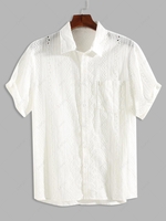 ZAFUL Jacquard Short Sleeve Casual Shirt Xl White
