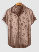 ZAFUL Jacquard Slick Short Sleeve Shirt Xl Coffee