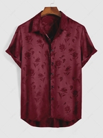 ZAFUL Jacquard Slick Short Sleeve Shirt Xxl Deep red