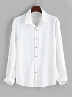 ZAFUL Jacquard Solid Color Long Sleeve Shirt Xl White