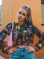 ZAFUL Japanese Graphic Crop Hoodie Xl Black