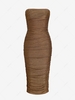 ZAFUL Jersey Bandeau Midi Bodycon Dress S Coffee