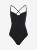 ZAFUL Jersey Cowl Front Criss Cross Open Back Bodysuit M Black