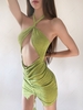 ZAFUL Jersey Cut Out Cinched Slit Slinky Dress Xl Green