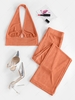 ZAFUL Jersey Halter Top and Matching Wide Leg Pants Set Xl Orange