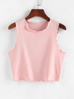 ZAFUL Jersey Lettuce Trim Crop Tank Top L Light pink