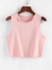 ZAFUL Jersey Lettuce Trim Crop Tank Top M Light pink