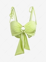 ZAFUL Jersey O Ring Tie Shoulder Crop Camisole S Light green