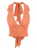 ZAFUL Jersey Plunge Front Halter Crop Top Xl Orange