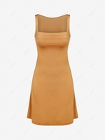 ZAFUL Jersey Ruched Square Neck Mini Dress L Light orange