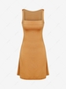 ZAFUL Jersey Ruched Square Neck Mini Dress S Light orange