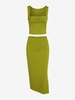 ZAFUL Jersey Ruched Top and Side Slit Skirt Set M Light green