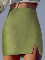 ZAFUL Jersey Slit Mini Skirt Xl Light green