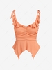 ZAFUL Jersey Tie Shoulder Ruffle Handkerchief Tank Top L Light orange
