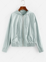 ZAFUL Kangaroo Pocket Hooded Zip Up Jacket S Blue gray
