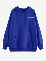 ZAFUL Kangaroo Pocket Letter Print Oversized Hoodie M Blue