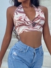 ZAFUL Keyhole Agate Tie Dye Cross Halter Top L