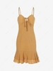 ZAFUL Keyhole Flounce Hem Cami Dress S Yellow