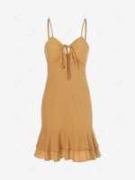 ZAFUL Keyhole Flounce Hem Cami Dress S Yellow