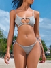 ZAFUL Keyhole Smocked String Bikini L Light gray