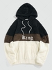 ZAFUL King Embroidered Colorblock Fluffy Hoodie Xxl White
