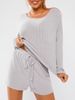 ZAFUL Knit Chest Pocket Tie Two Piece Shorts Set Xl Light gray