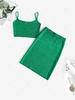 ZAFUL Knitted Cami Bodycon Skirt Set L Green