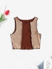 ZAFUL Knitted Colorblock Topstitching Tank Top S Coffee