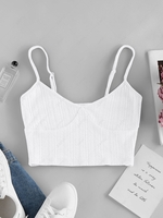ZAFUL Knitted Cupped Crop Camisole Xl White