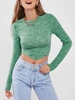 ZAFUL Knitted Drawstring Open Back Pointed Hem T Shirt M Light green
