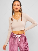 ZAFUL Knitted Hooded Cropped T Shirt Xl Pink