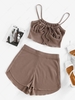 ZAFUL Knitted Keyhole High Waisted Lounge Shorts Set Xl Coffee