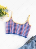 ZAFUL Knitted Plaid Crop Ringer Tank Top S