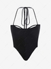 ZAFUL Knitted Scarf Hem Halter Top Black