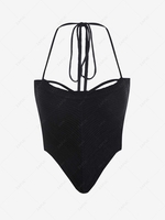 ZAFUL Knitted Scarf Hem Halter Top Black