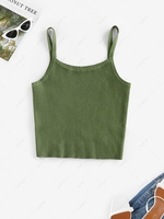 ZAFUL Knitted Slim Tank Top M Deep green