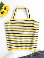 ZAFUL Knitted Striped Halter Tank Top L