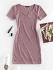 ZAFUL Knitted V Notch Bodycon Dress Xl Purple