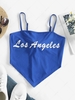 ZAFUL Knot Back Graphic Bandana Hem Cami Top M Blue