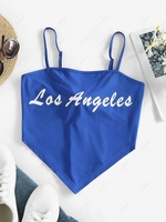 ZAFUL Knot Back Graphic Bandana Hem Cami Top S Blue