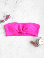 ZAFUL Knot Hem Bandeau Bikini Top S Hot pink