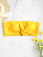 ZAFUL Knot Hem Bandeau Bikini Top S Rubber ducky yellow