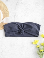 ZAFUL Knot Hem Bandeau Bikini Top S Slate gray