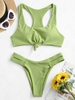 ZAFUL Knot Ribbed Racerback Bikini Swimsuit L Green snake