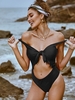 ZAFUL Knot Ruffle Cutout One-piece Swimsuit Xl Black